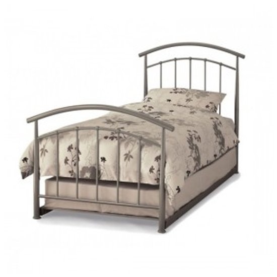 Mercury Metal Single Bed With Guest Bed In Silver