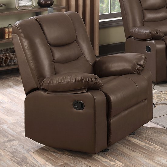 Gruis LeatherGel And PU Recliner 1 Seater Sofa In Dark Chocolate