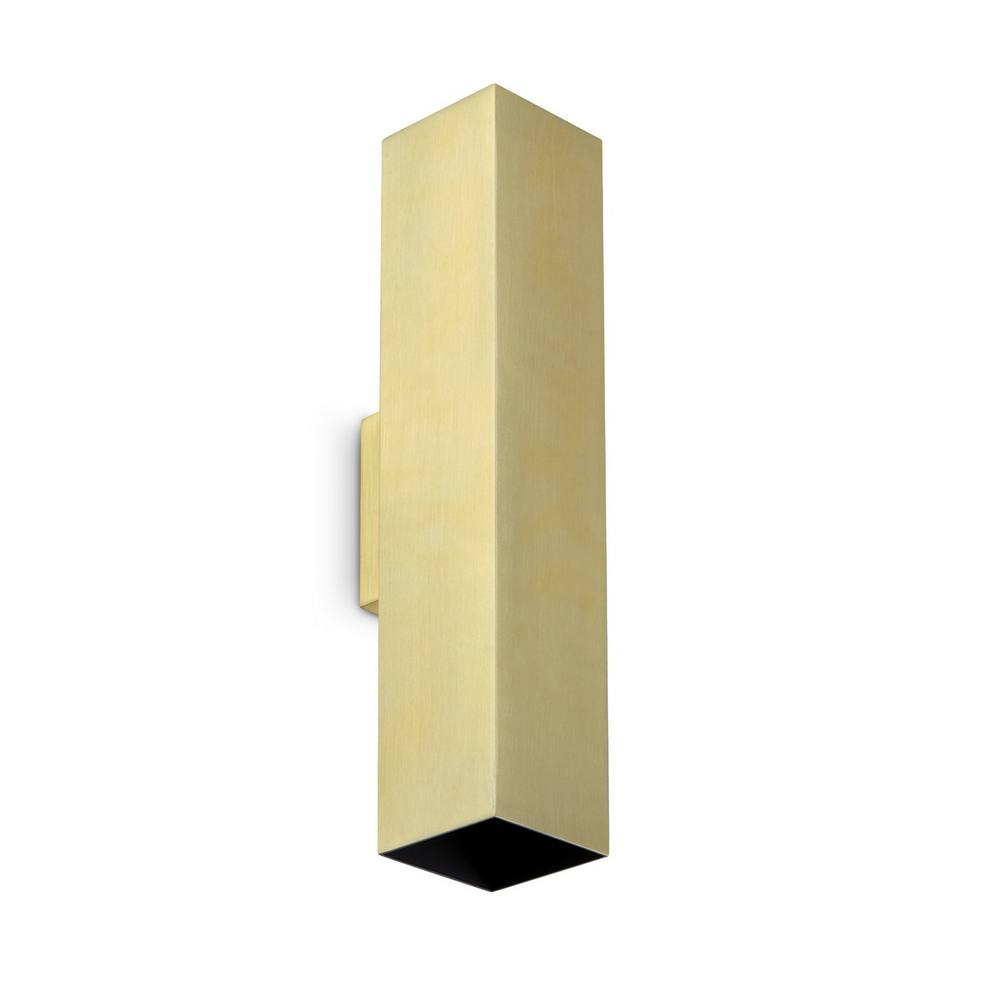 Netlighting Look 30cm Square Up & Down Wall Lamp Brass 2x GU10 in Yellow
