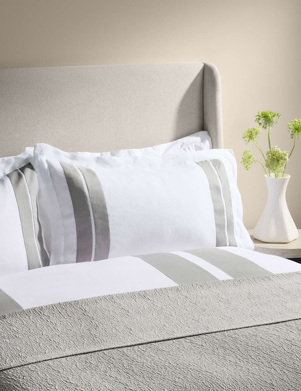 M&S X Kelly Hoppen Pure Cotton Textured Jacquard Bedspread Grey