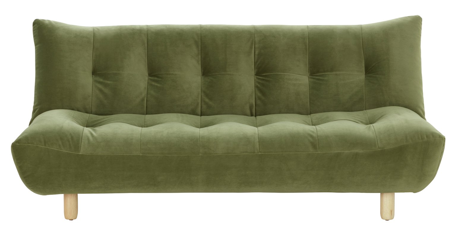 Habitat Kota 3 Seater Velvet Clic Clac Sofa - Green