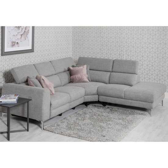 Pacific Fabric Upholstered Right Handed Corner Sofa In Grey
