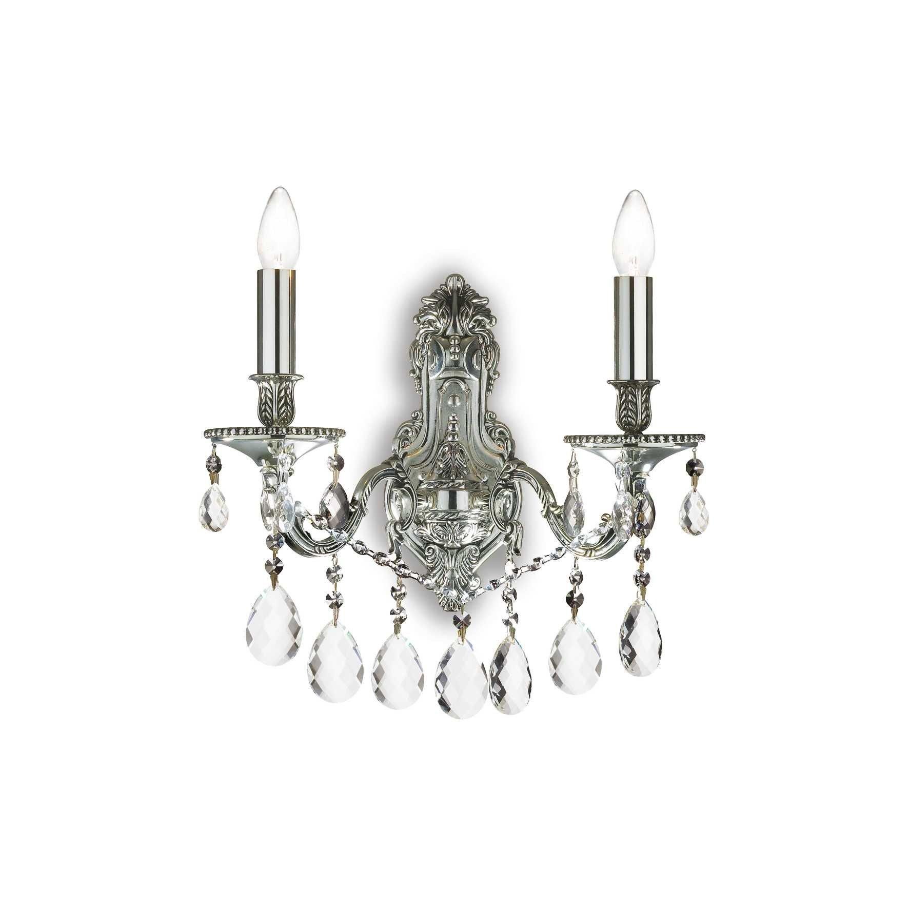 Netlighting Gioconda 2 Light Indoor Candle Wall Light Silver with Crystals E14
