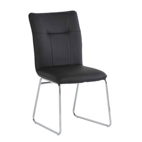 Albany PU Leather Dining Chair In Dark Grey