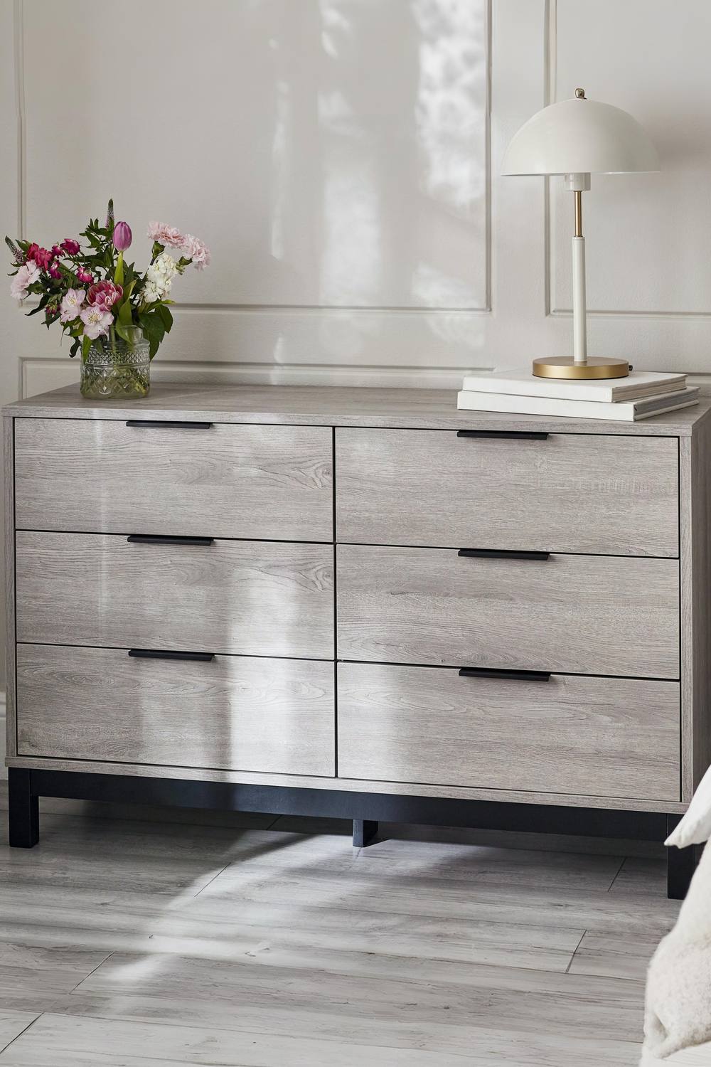 Julian Bowen Bali 6 Drawer Wide Chest in Light Grey