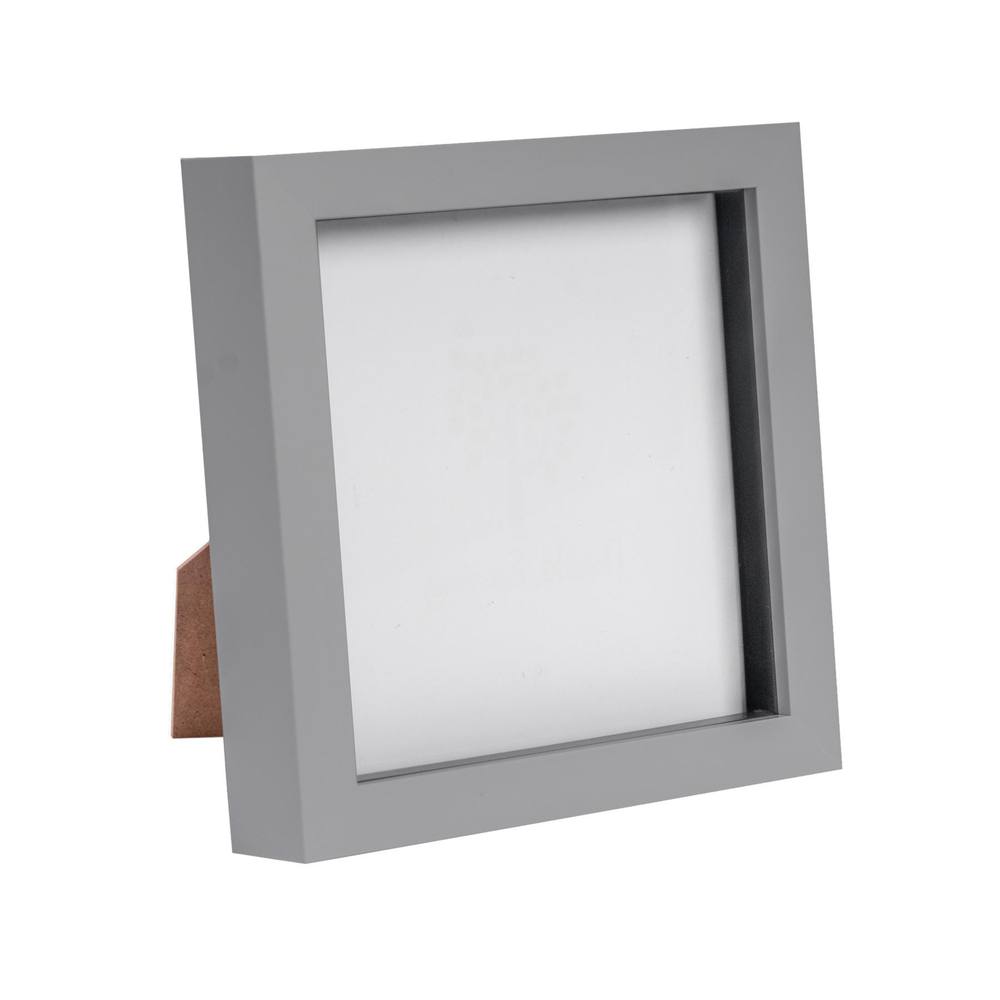 Nicola Spring 3D Box Photo Frame - 6" x 6" - White in Grey