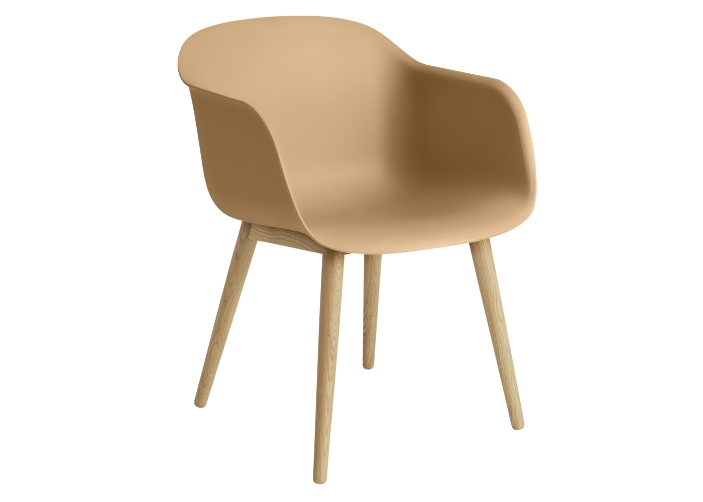 Muuto Fiber Armchair Wood Base Normal Shell Ochre/Oak