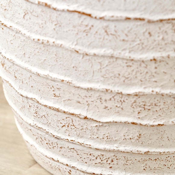 Ribbed White Wash Fibrestone Decorative Vase 4