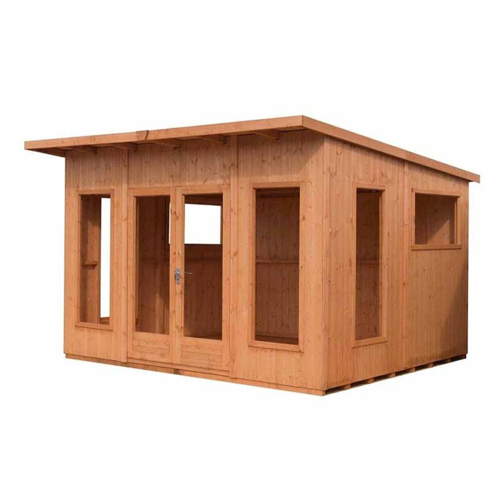 Shires Miami 12x10 ft Double Door & Two Opening Windows Summerhouse in Brown