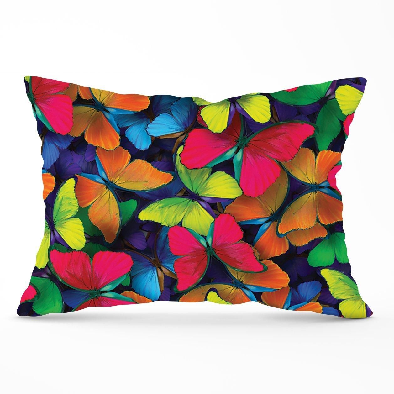 Warren Reed - Designer Rainbow Butterflies Cushions in Red