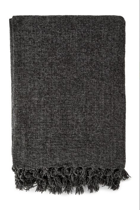 New Edge Blinds Camilla Collection Chenille Throw in Dark Grey