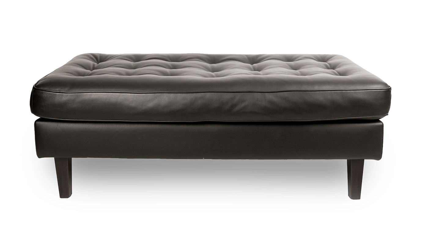 Heal's Hepburn Ottoman Leather Hide Graphite 7181 Wenge Black Feet