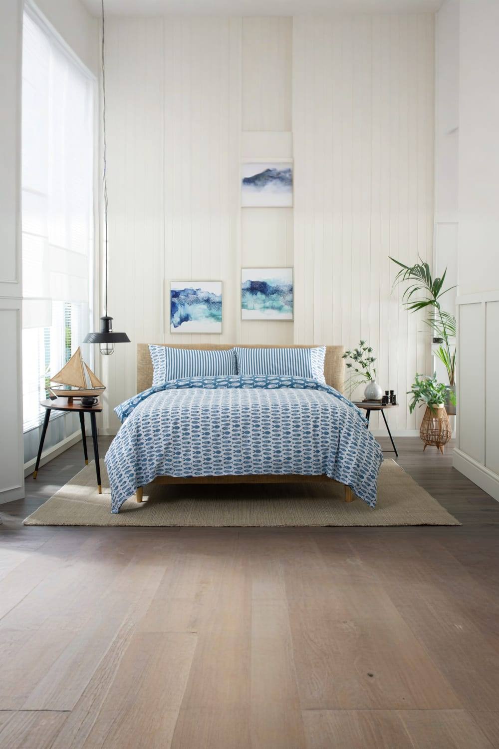Lobster Creek Small Fish 100% Cotton Duvet Cover Set in Blue