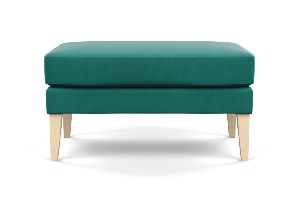 Heal's Richmond Ottoman Smart Velvet Green Natural Ash Feet