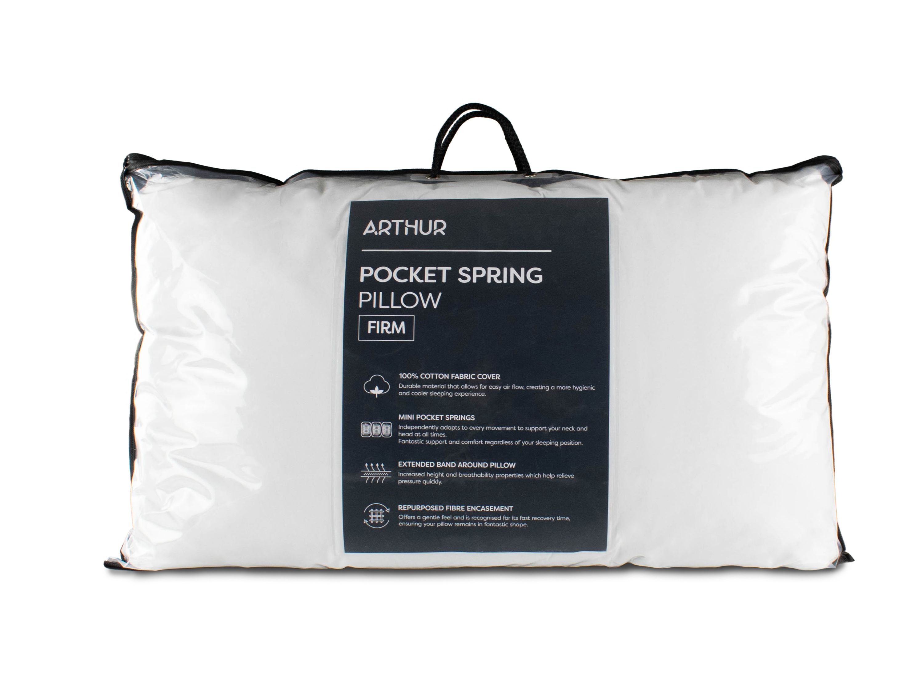 Arthur Sleep Pocket Spring Firm Cotton Pillow in White