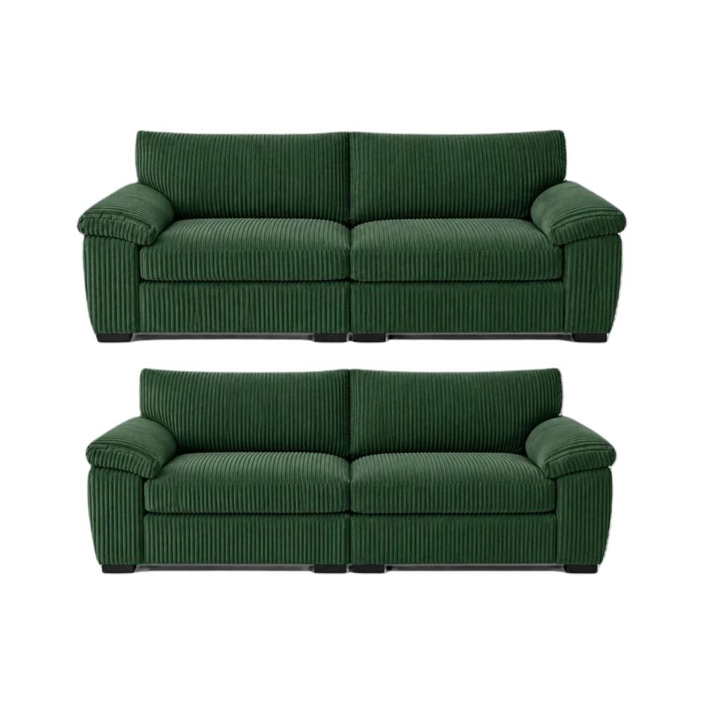Bliss Furniture Amalfi 3+2 Seater Split Sofa Soft Fabric in Green