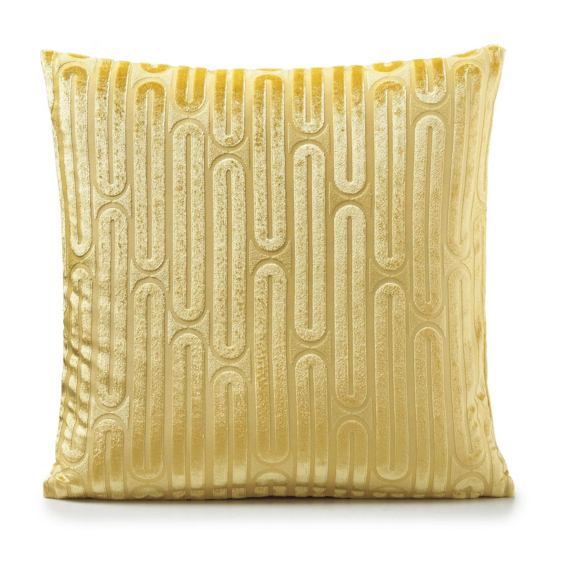 Luxury Living Luxury Obo Cut Velvet Cushion in Yellow