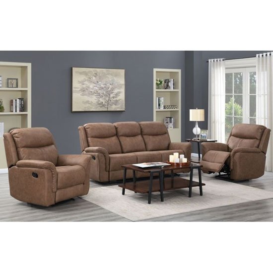 Portland Fabric 3 And 2 Seater Sofa Suite In Dark Taupe