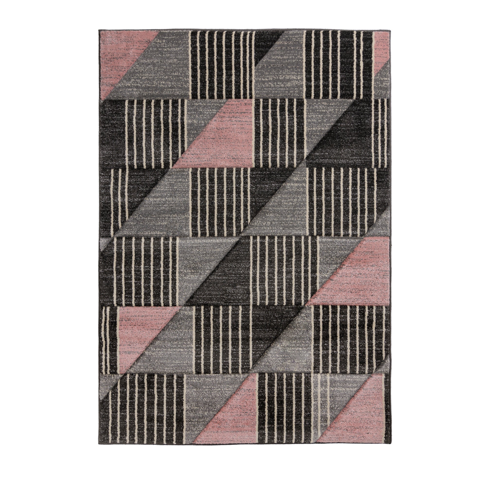 Velocity Geometric Rug Pink, Grey and Black