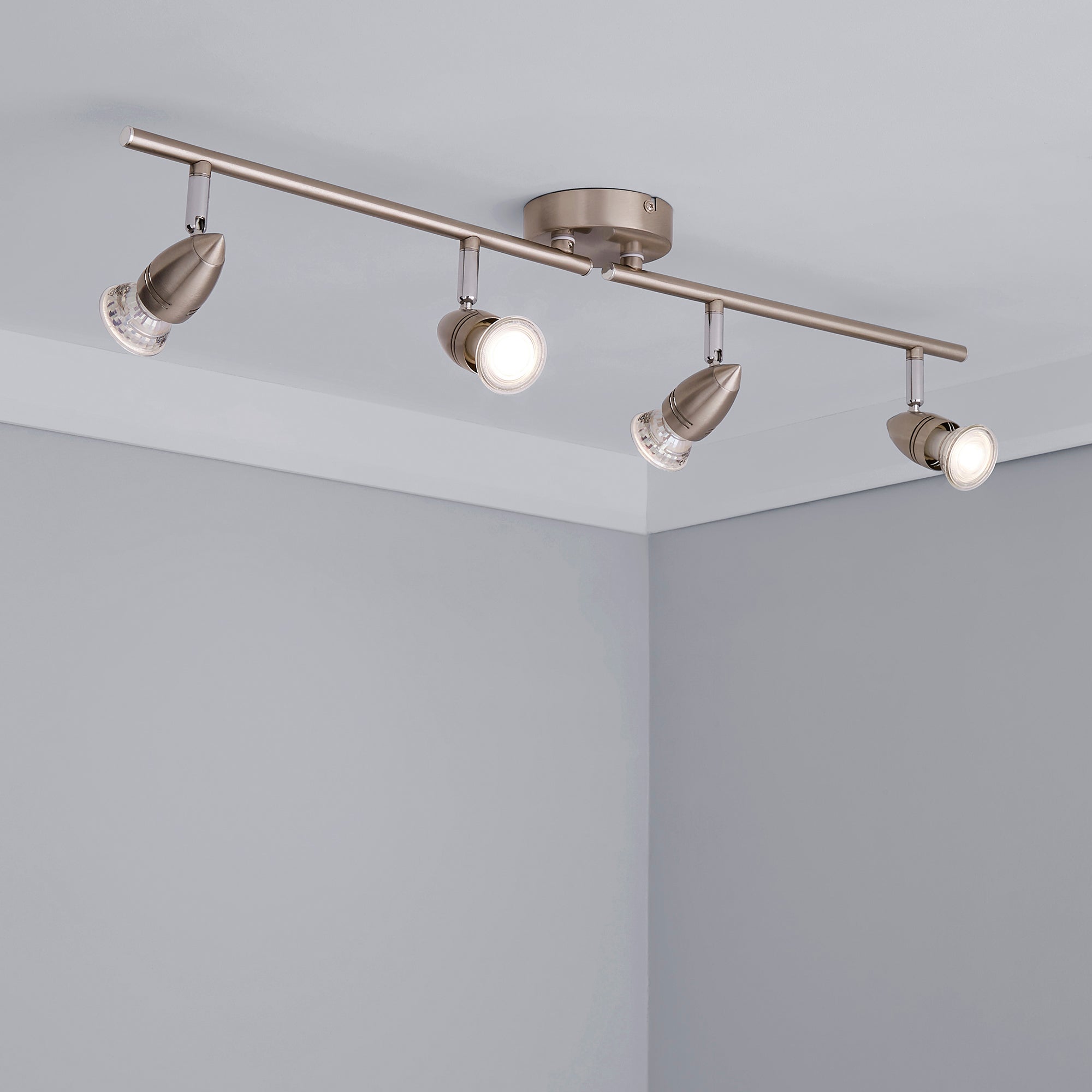 4 Light Satin Silver Spotlight Silver
