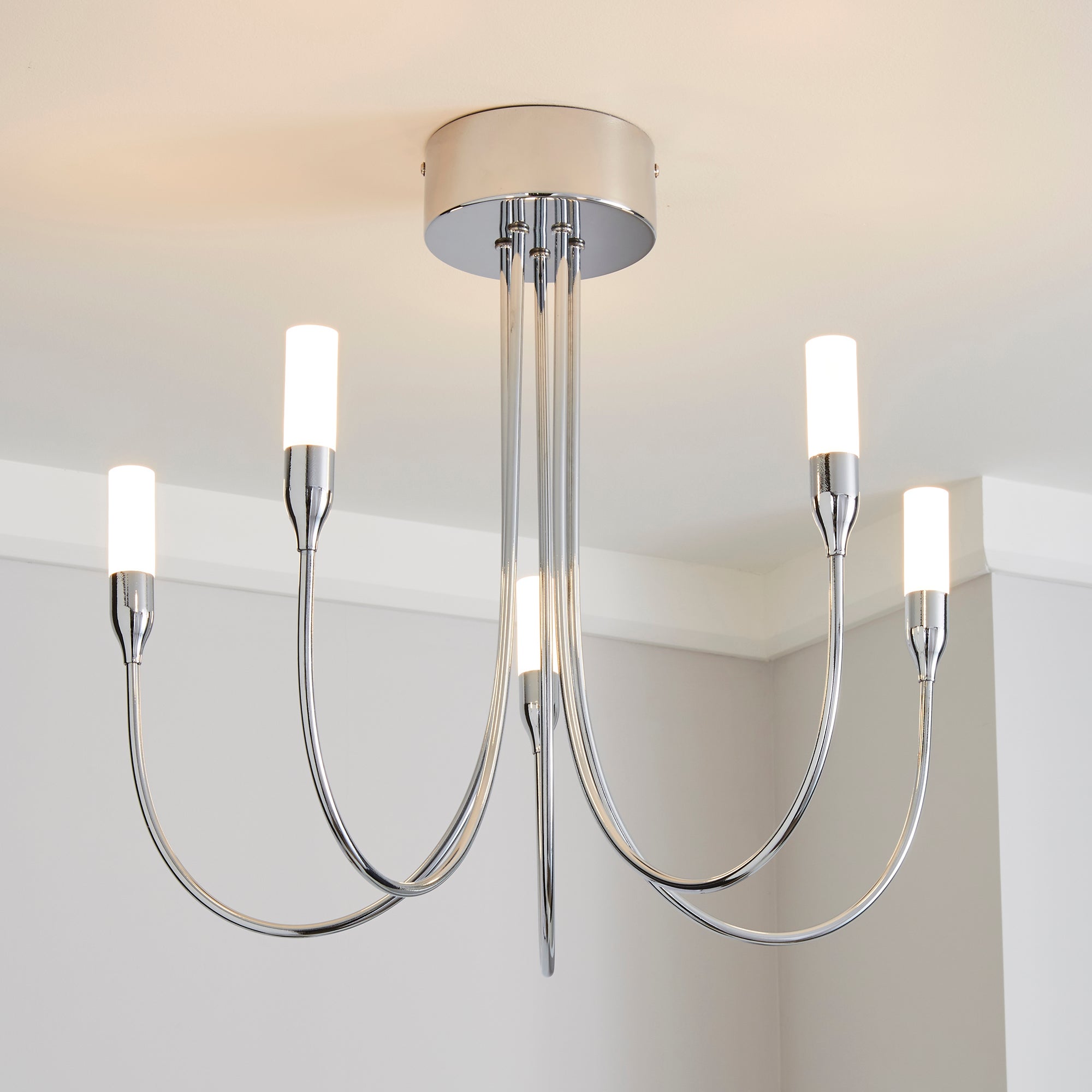 Affric 5 Light LED Tipped Chrome Chandelier Chrome