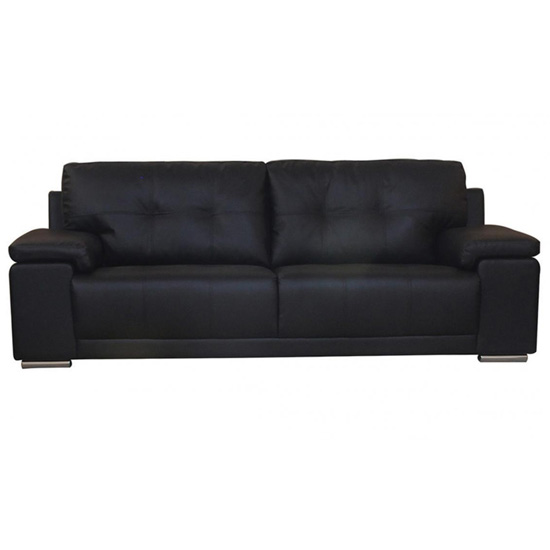 Ranee Bonded Leather And PU 3 Seater Sofa In Black