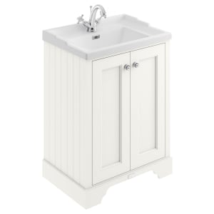 Bayswater Victrion Pointing White Traditional Freestanding Vanity Unit & White Recessed Basin - 600mm
