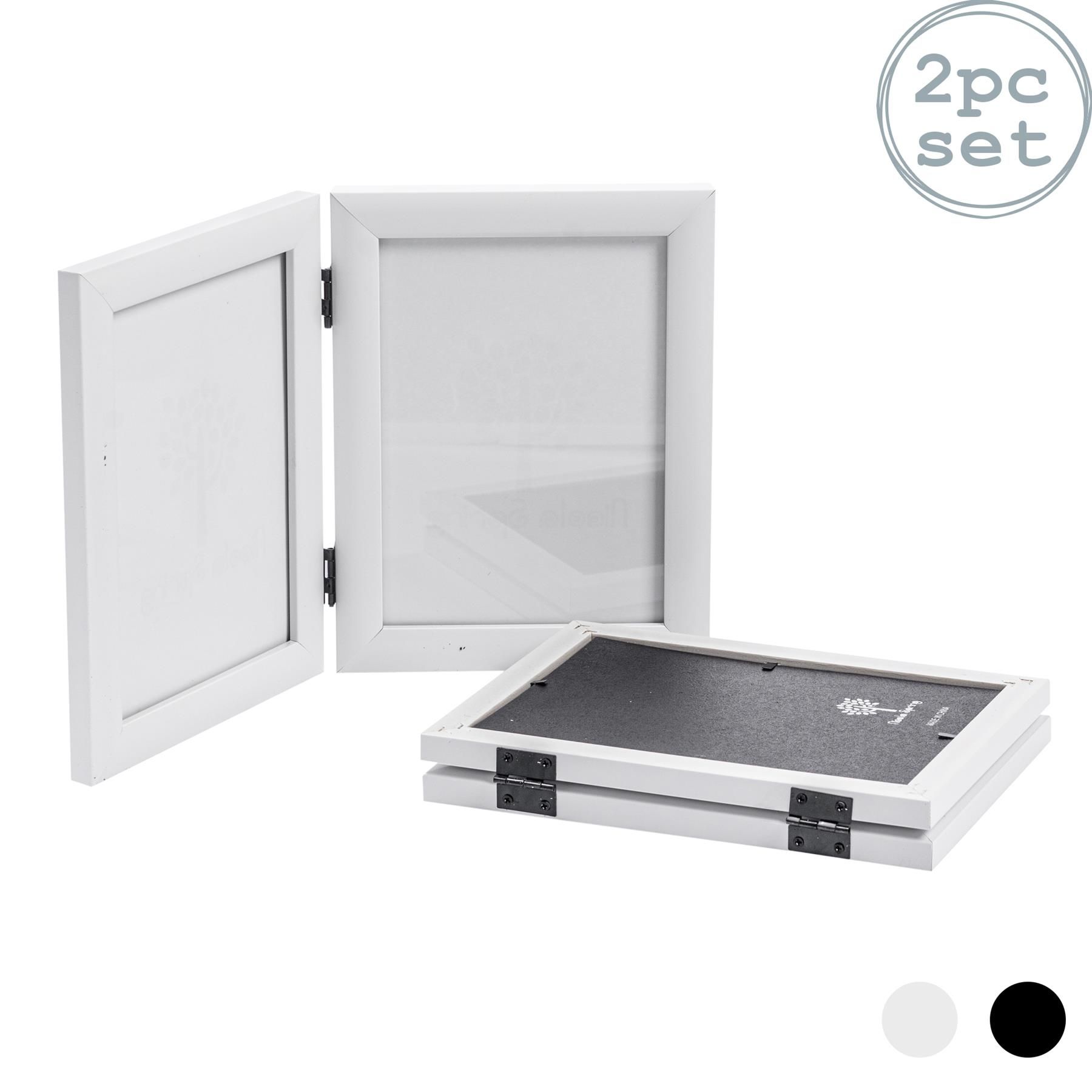 Nicola Spring Folding 2 Photo Frames - 5 x 7" - Black - Pack of 2 in White