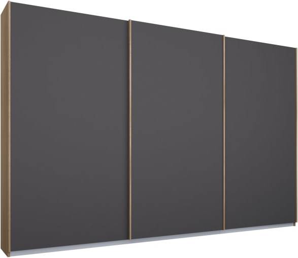 Malix 3 door 270cm Sliding Wardrobe, Oak Frame, Matt Graphite Grey Doors