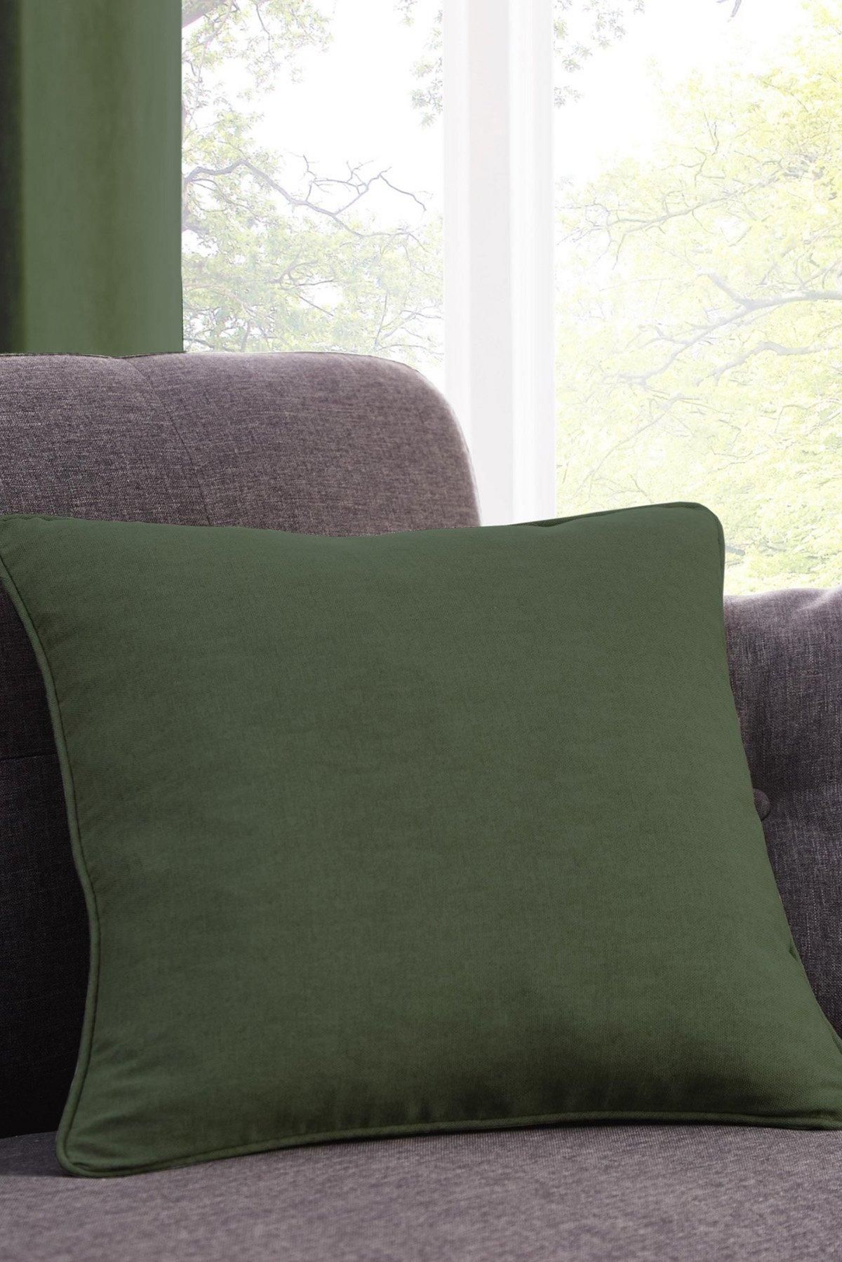Fusion 'Sorbonne' Luxury Plain Dyed Filled Cushion 100% Cotton in Bottle Green