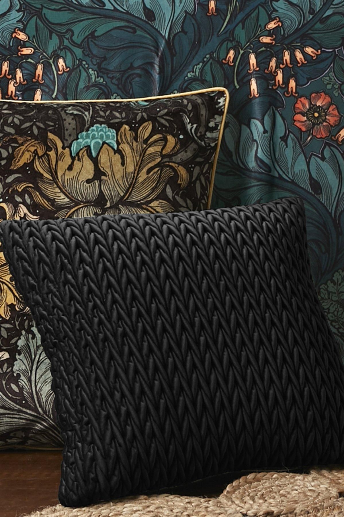 Laurence Llewelyn-Bowen 'Amory' Luxe Velvet Filled Cushion in Black