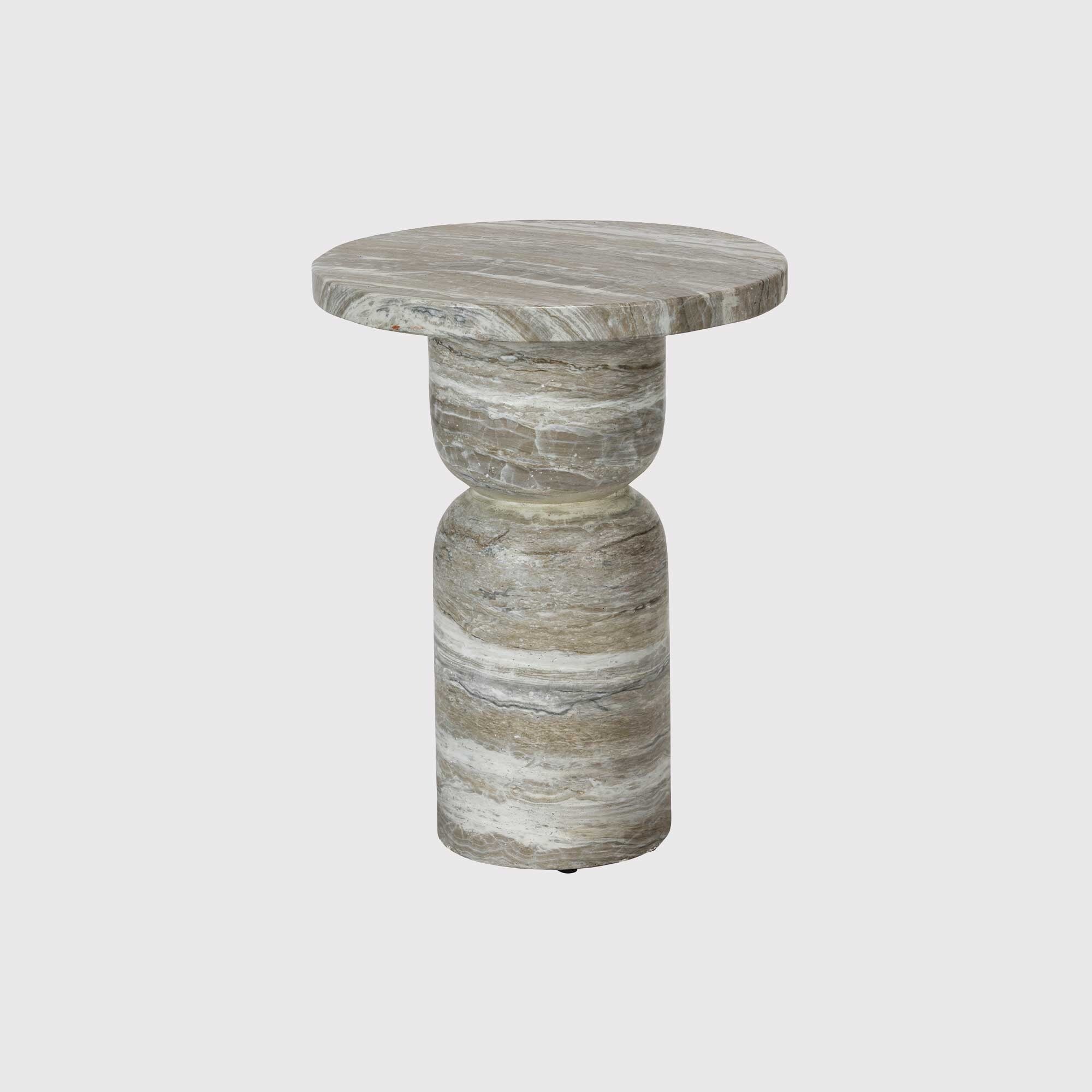 Lago Lamp Table 45x45x50 cm, Round, Grey Marble | Barker & Stonehouse