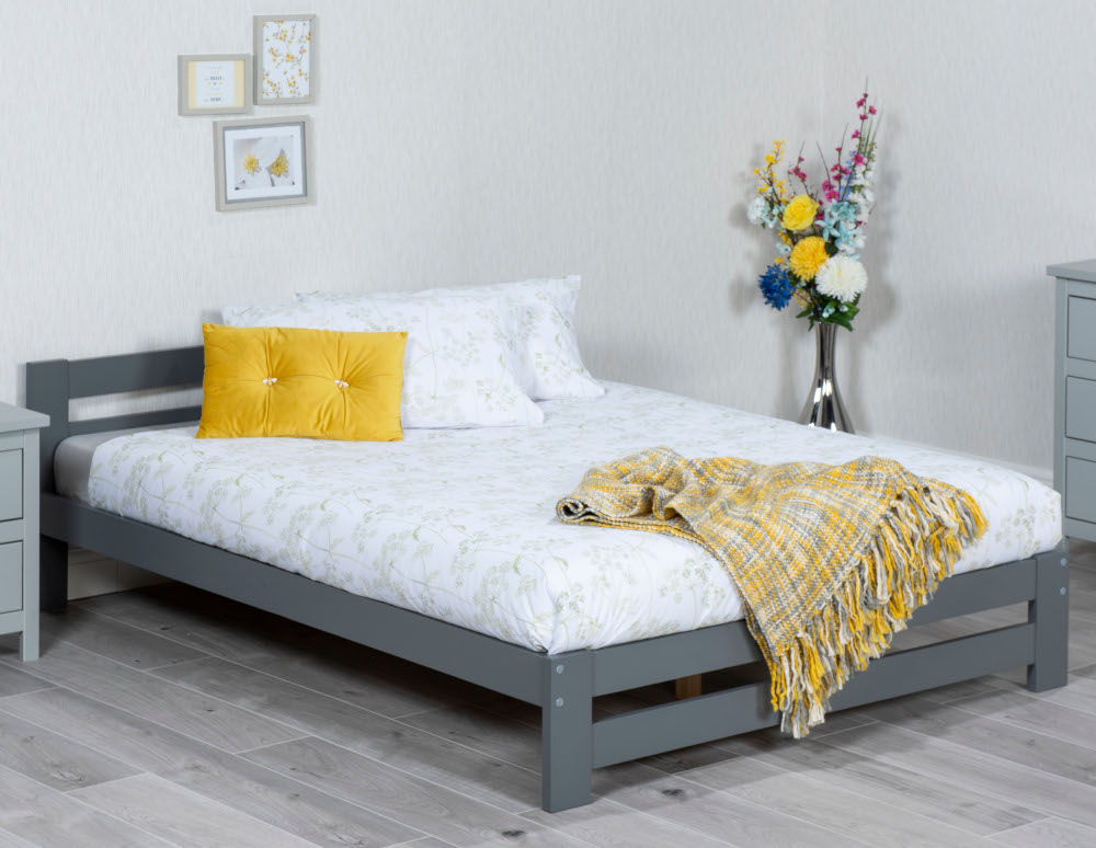 Xiamen Grey Wooden Bed Frame Only - 4ft6 Double