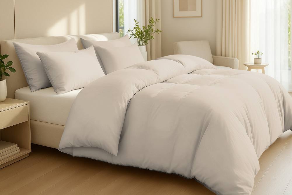 Pamposh Premium Egyptian Cotton Duvet Cover Set Reversible Quilt Covers in Taupe