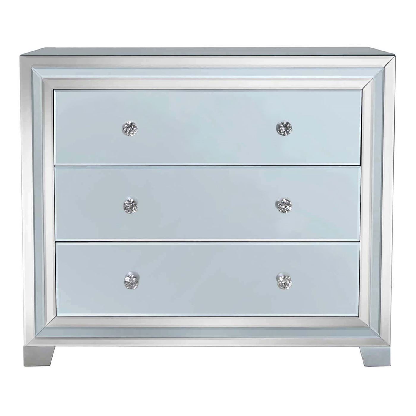 Quartz 3 Drawer Chest, Grey Glass and Mirror