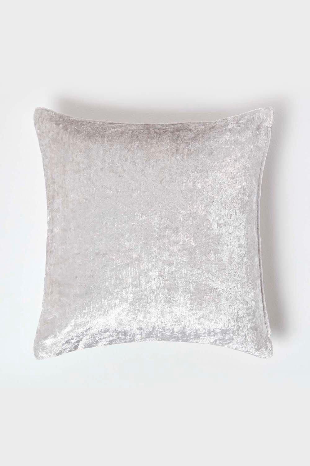 Homescapes Luxury Crushed Velvet Cushion Cover in Light Beige