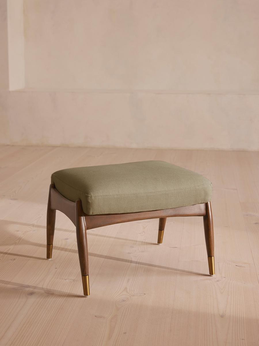 Theodore Footstool, Linen, Sage