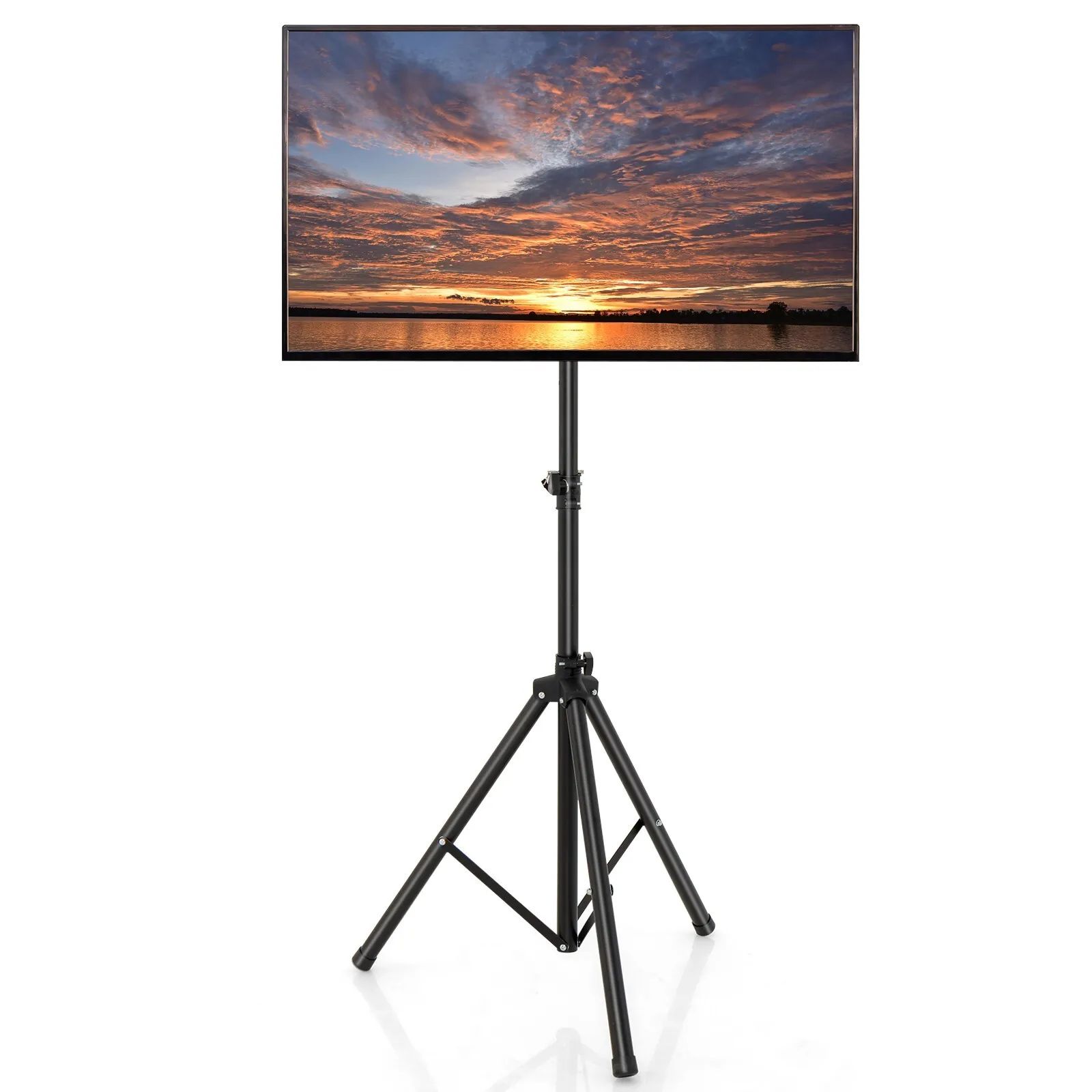 Costway Tripod TV Stand 5-position Height Adjustable Swivel TV Floor Stand Non-slip Foot in Black