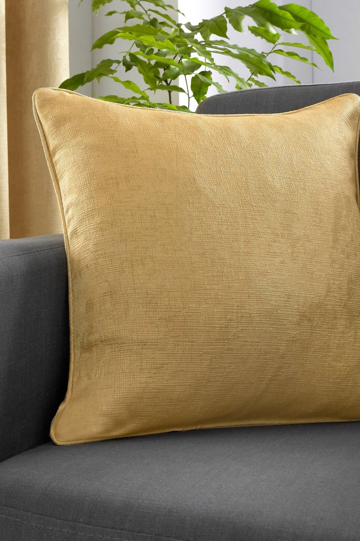 Fusion 'Strata' Luxe Velvet Filled Cushion in Yellow