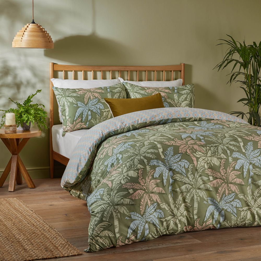 Duvet Day Kentia Printed Soft Touch Duvet Cover Set in Green