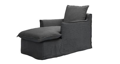 Isaac Chaise Armchair in Charcoal Brushed Linen Cotton - sofa.com