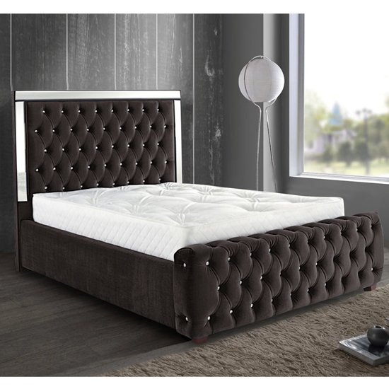 Eastcote Plush Velvet Mirrored Single Bed In Brown
