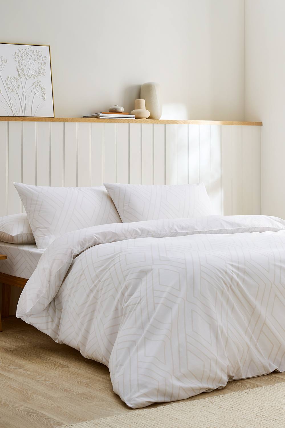 CHRISTY 'Lattice' Geometric Cotton Percale Duvet Cover Set in White