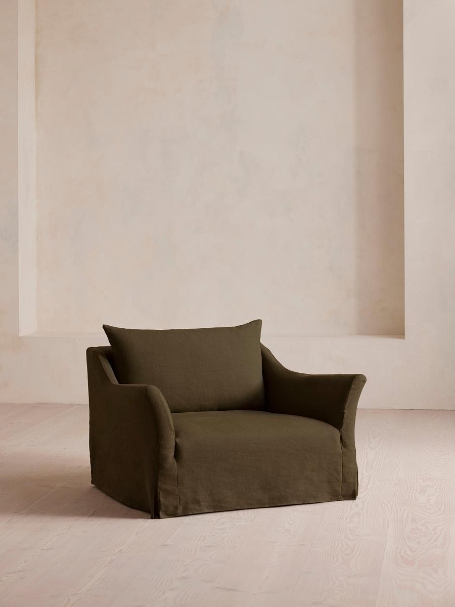 Roma Loveseat, Linen, Olive