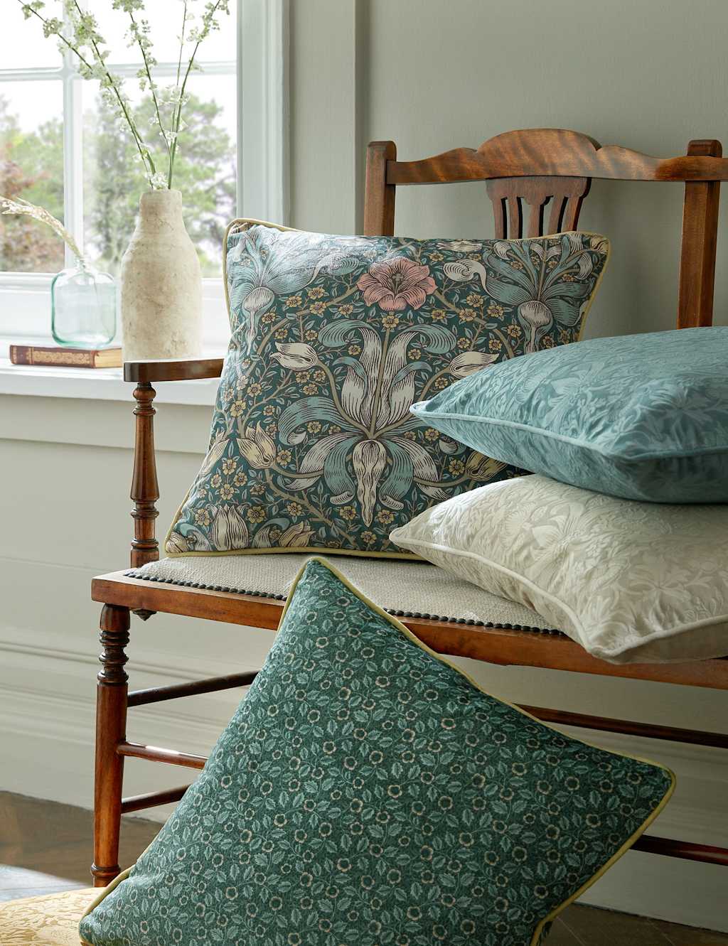 William Morris at Home Spring Thicket Velvet 45x45cm Cushion Blue Mix