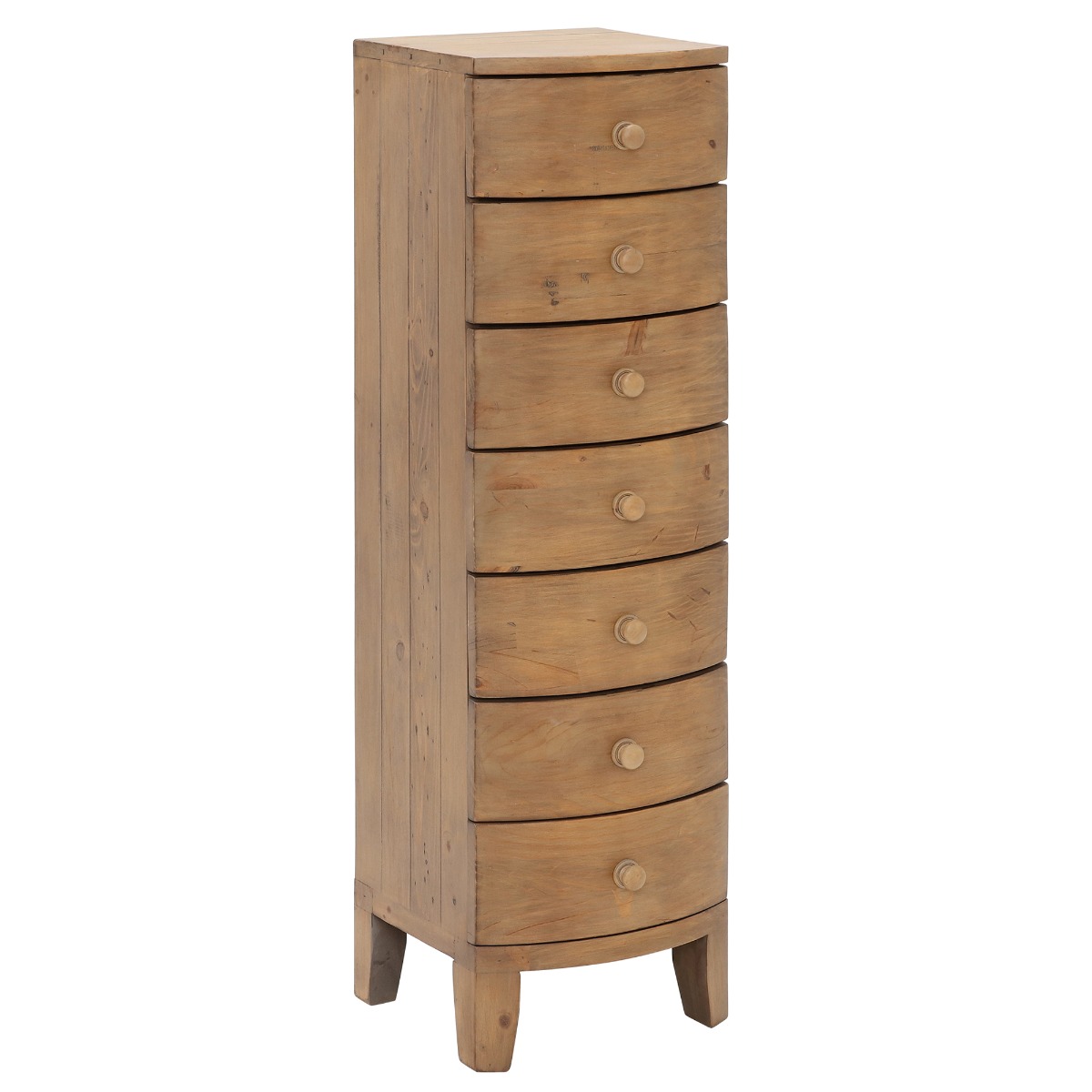 Lewes Reclaimed Wood 7 Drawer Tallboy, Wheat