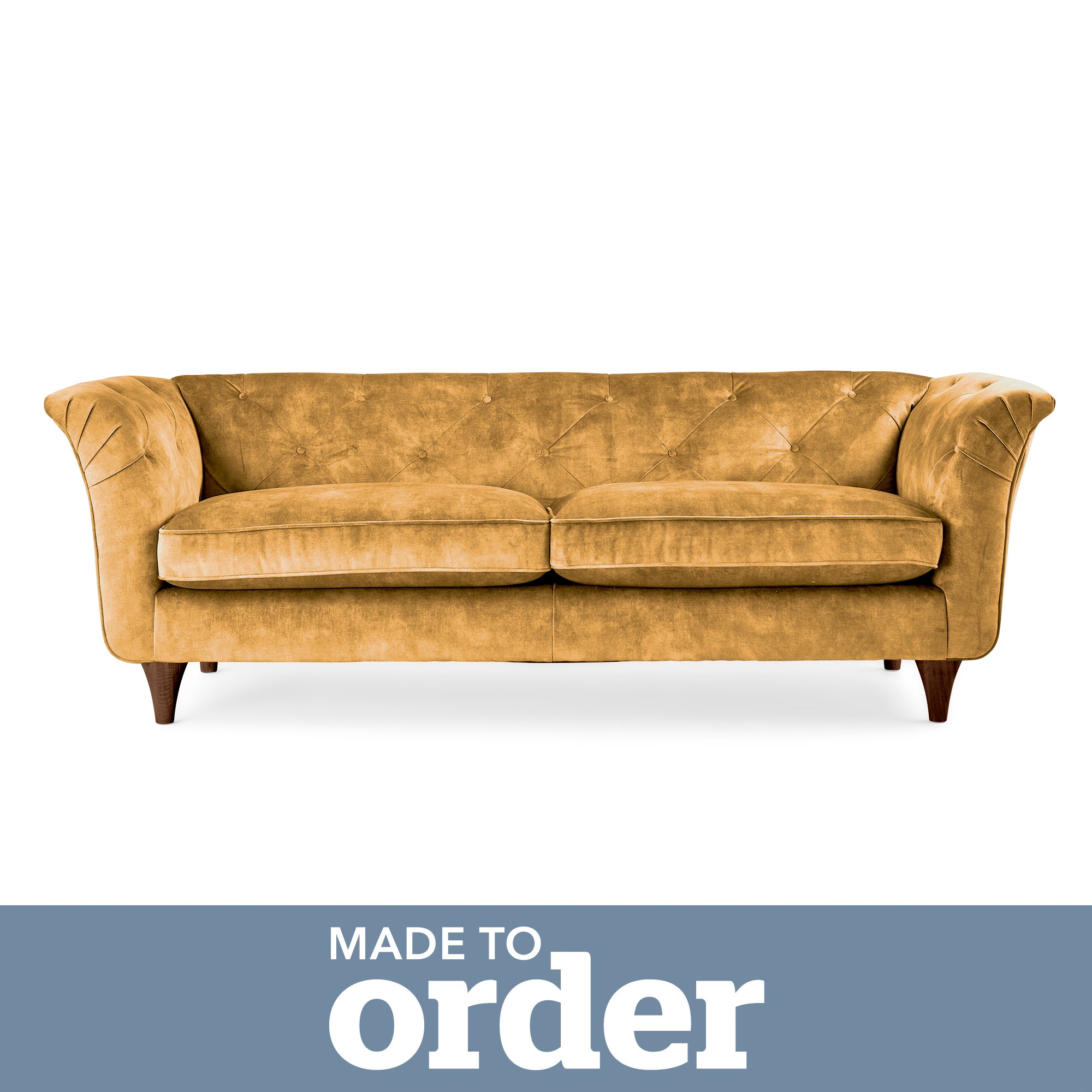 Jaipur 3 Seater Sofa Slub Velvet Slub Velvet Mustard
