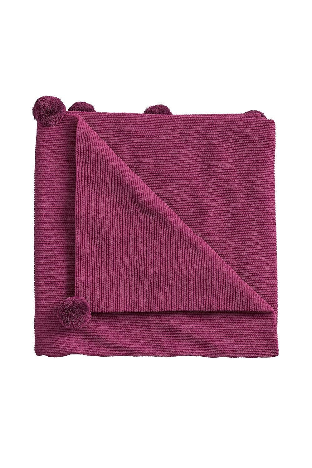 Helena Springfield 'Pom Pom' Knit Throw in Fuchsia