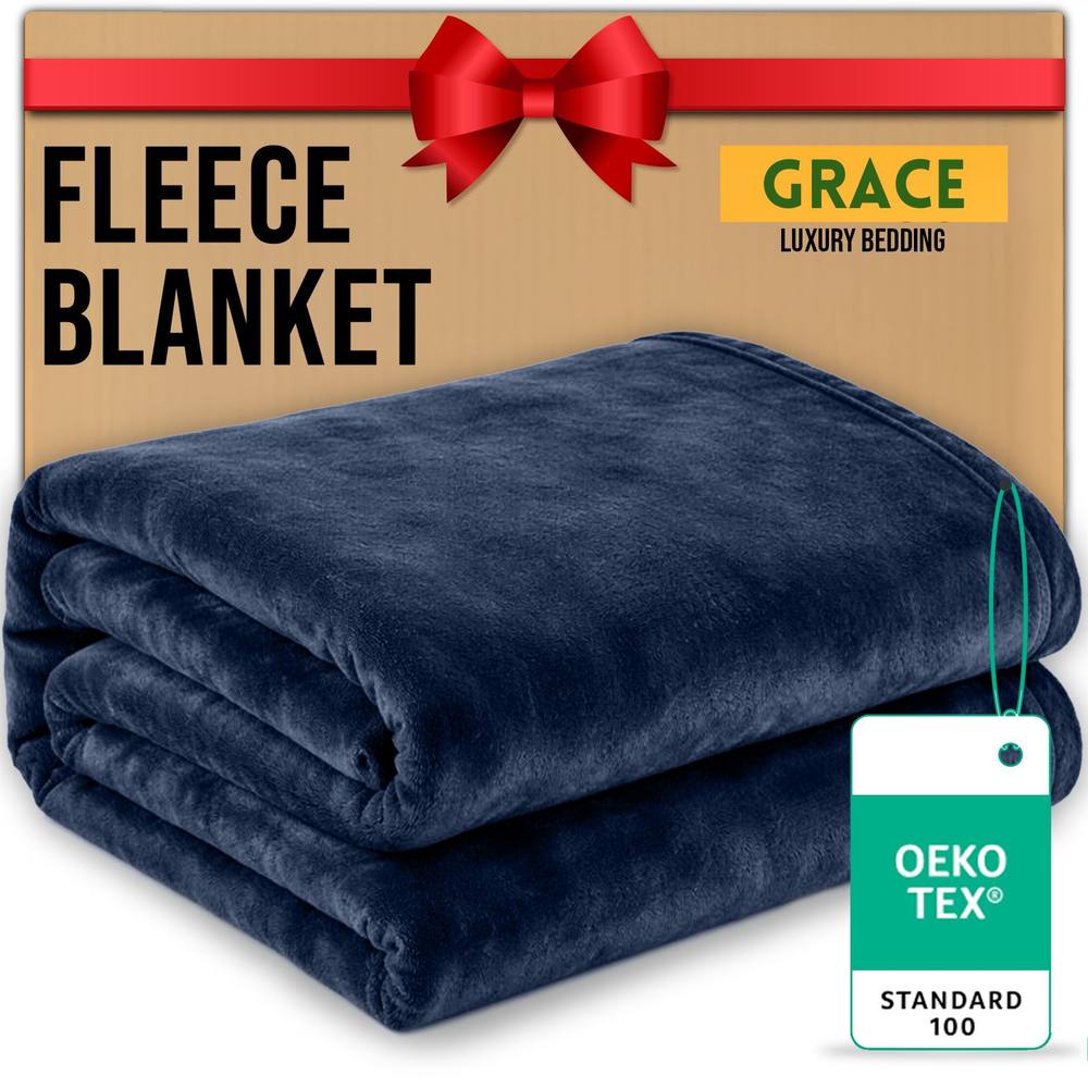 Grace Lazzaro Flannel Fleece Ultrasoft Throw Blankets in Navy