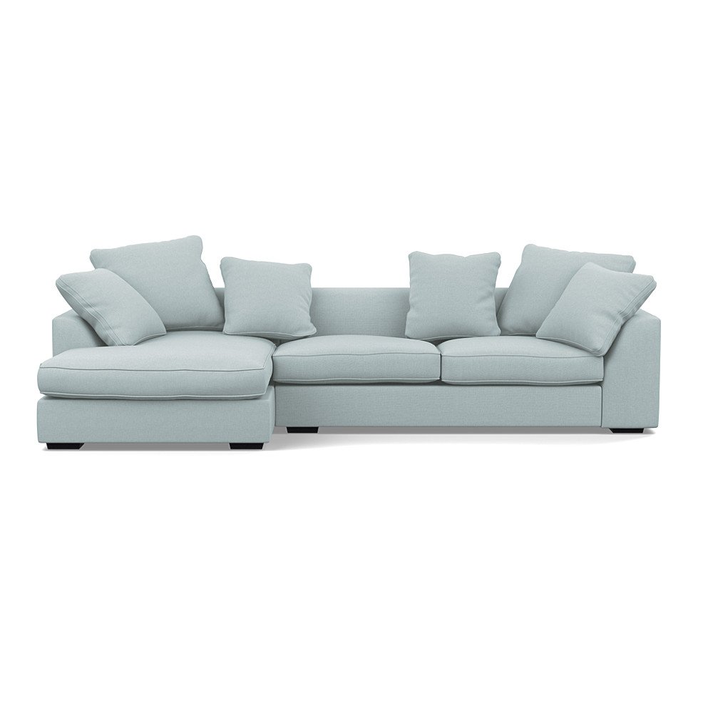 Heal's Cumulus Left Hand Facing Corner Sofa Brushed Cotton Mist Black Feet
